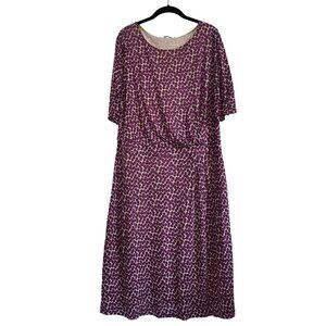 Boden Annie Purple Jersey Polka Dot Sheath Short Sleeve Faux Wrap Dress 16L